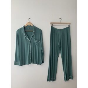 Eberjey Gisele Tencel Modal Long PJ Set M Green Woman Cozy Buttery